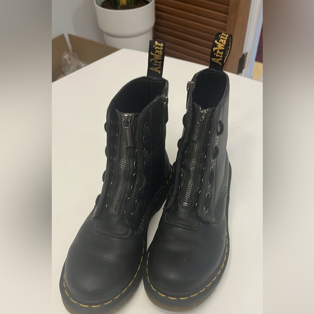Dr. Martens Women's 1460 Double Zip Black Leather Boots Size 7